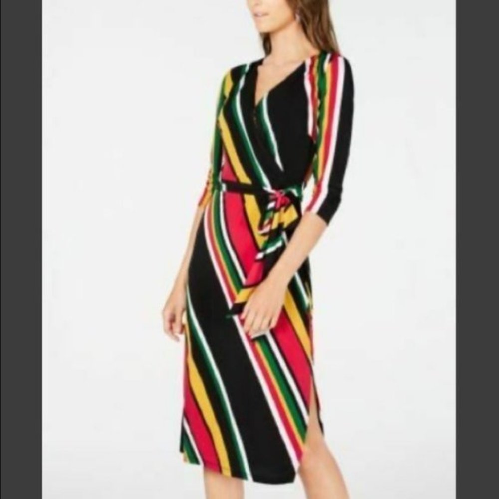 NEW INC international concepts Stripe wrap dress